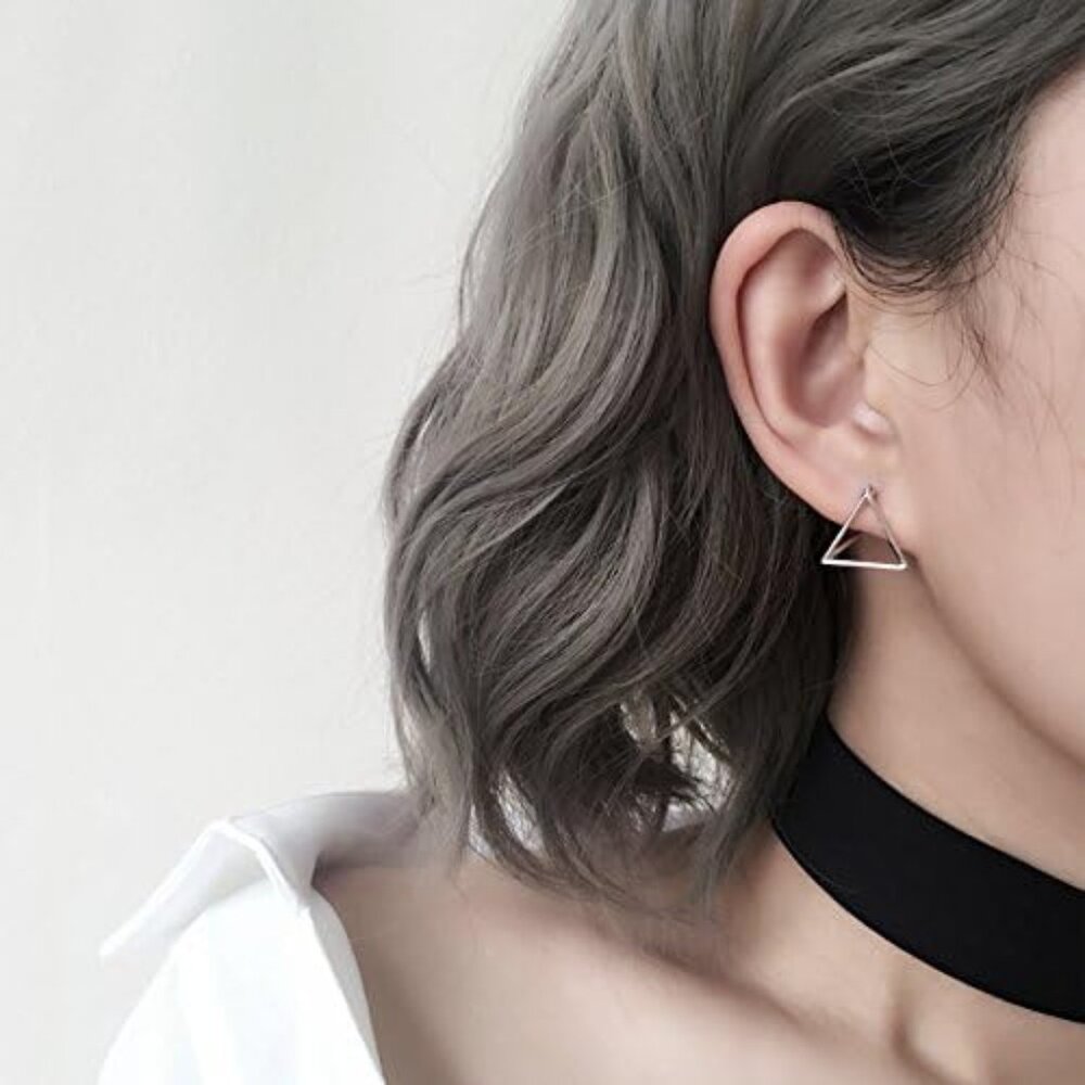 Simple Geometric Triangle Sterling Silver Stud Ea… - image 2